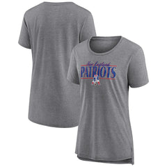 New England Patriots Women's Up the Middle Tri-Blend T-Shirt - Heather Gray T-shirts