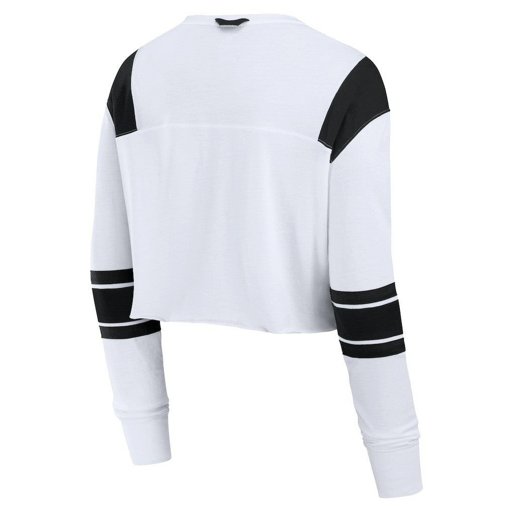 Jacksonville Jaguars Women's Stretch Cropped Fashion Long Sleeve T-Shirt - White T-shirts