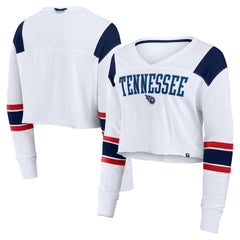 Tennessee Titans Women's Stretch Cropped Fashion Long Sleeve T-Shirt - White T-shirts