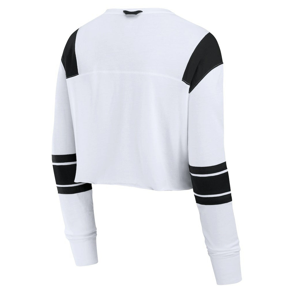 Cincinnati Bengals Women's Stretch Cropped Fashion Long Sleeve T-Shirt - White T-shirts
