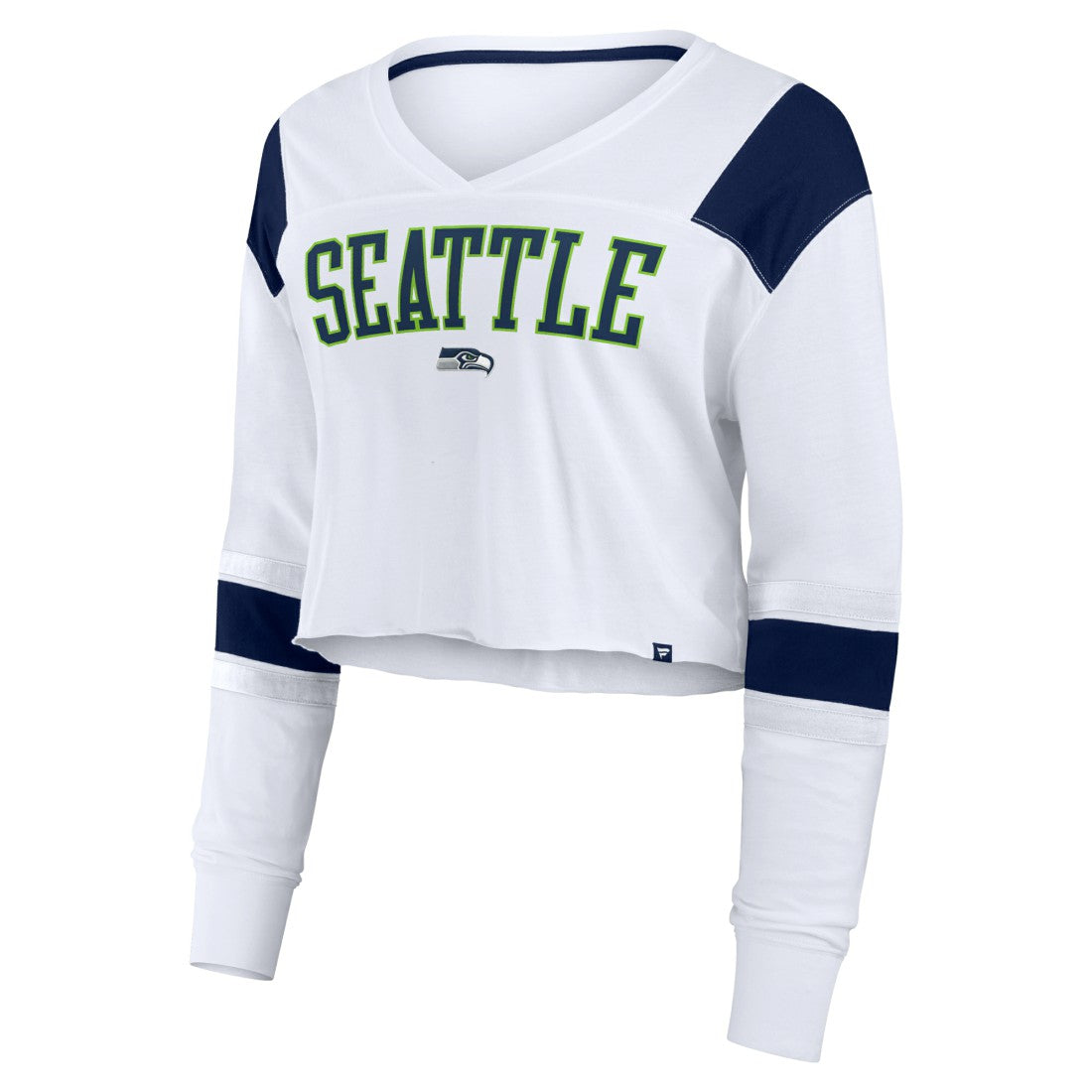 Seattle Seahawks Women's Stretch Cropped Fashion Long Sleeve T-Shirt - White T-shirts