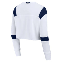 Seattle Seahawks Women's Stretch Cropped Fashion Long Sleeve T-Shirt - White T-shirts