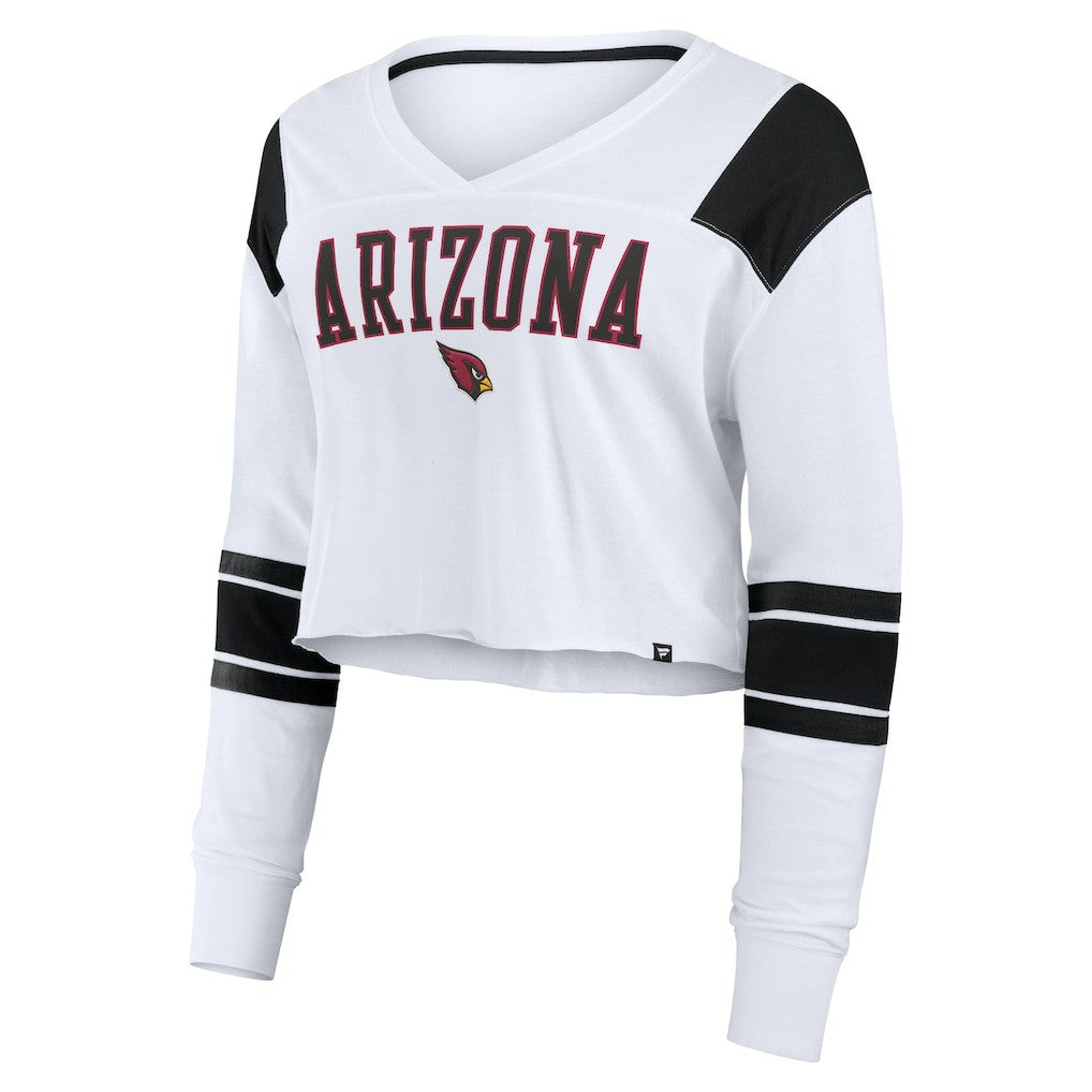 Arizona Cardinals Women's Stretch Cropped Fashion Long Sleeve T-Shirt - White T-shirts
