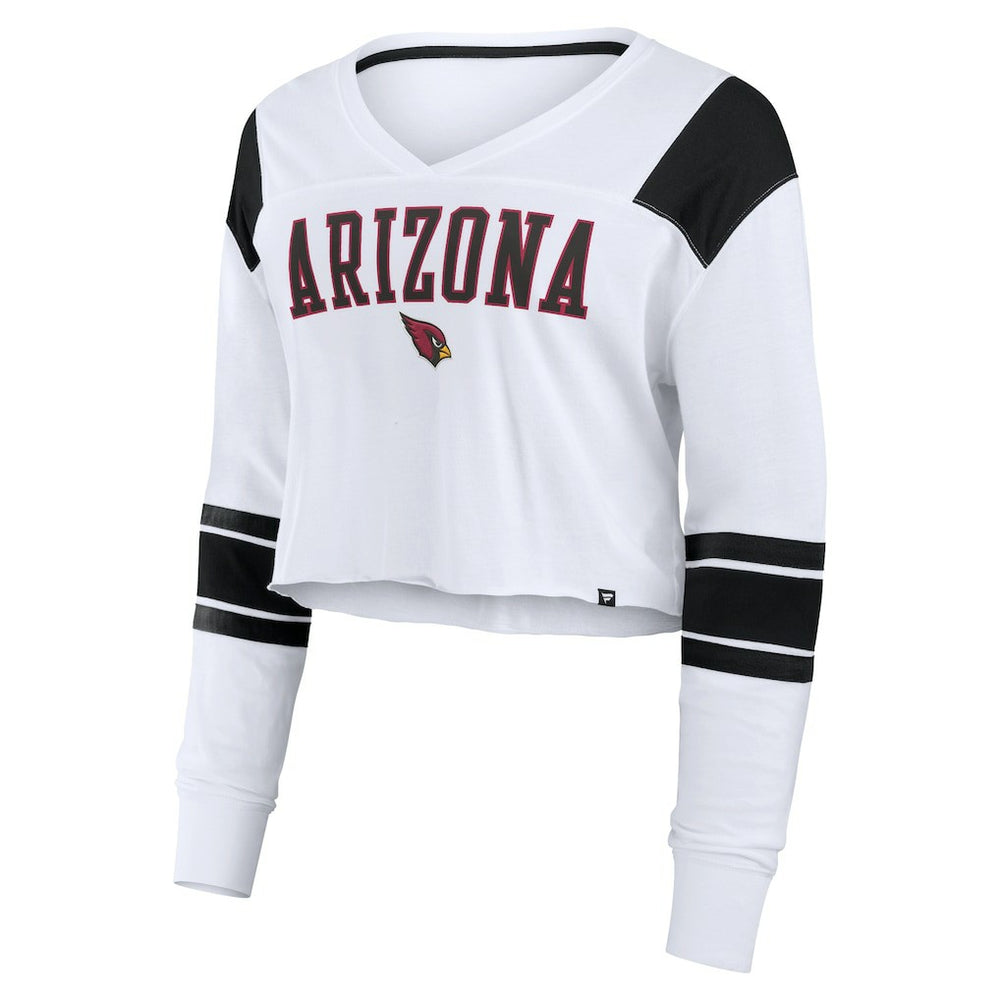Arizona Cardinals Women's Stretch Cropped Fashion Long Sleeve T-Shirt - White T-shirts