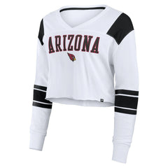 Arizona Cardinals Women's Stretch Cropped Fashion Long Sleeve T-Shirt - White T-shirts