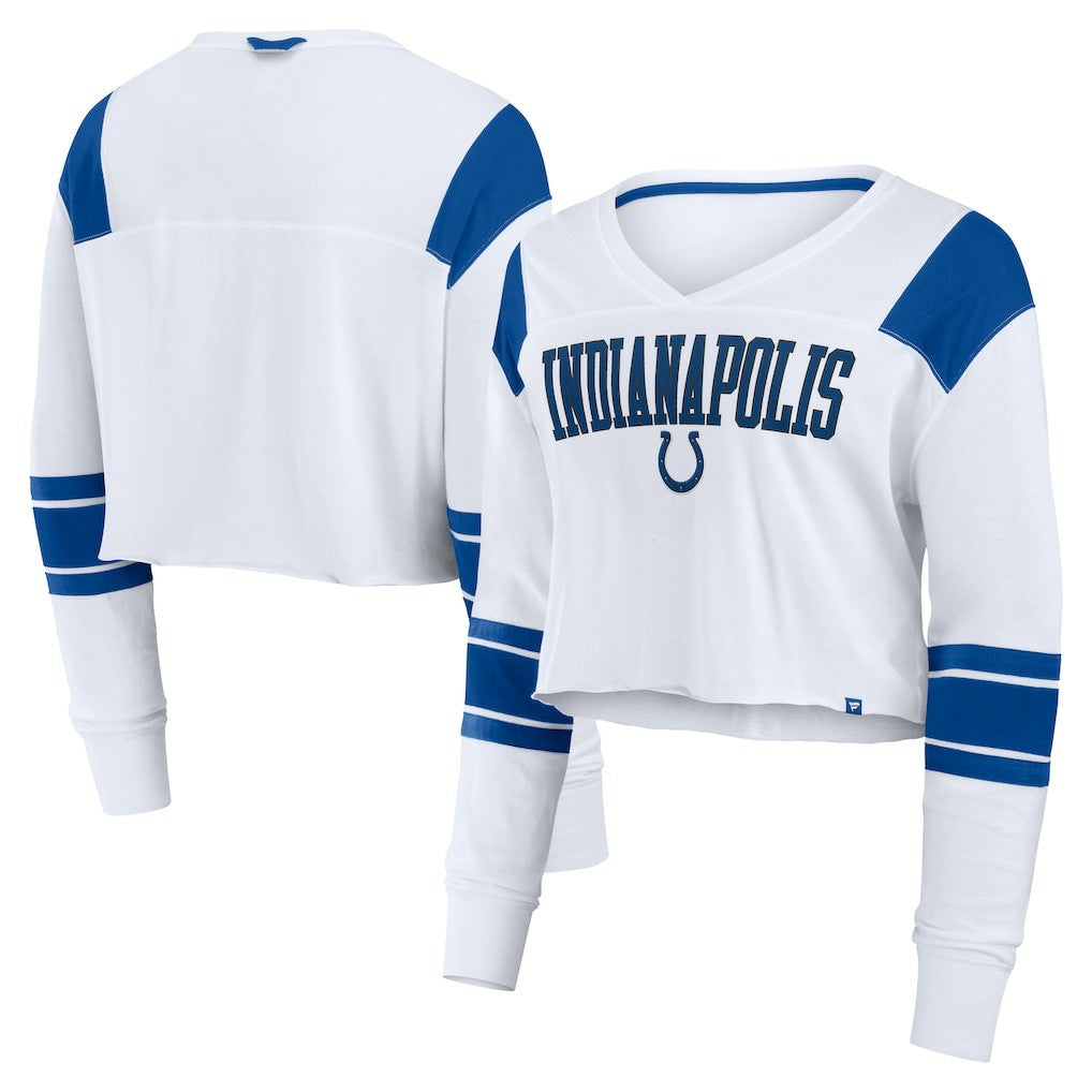 Indianapolis Colts Women's Stretch Cropped Fashion Long Sleeve T-Shirt - White T-shirts