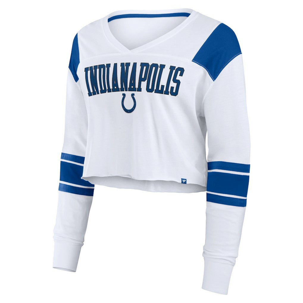 Indianapolis Colts Women's Stretch Cropped Fashion Long Sleeve T-Shirt - White T-shirts