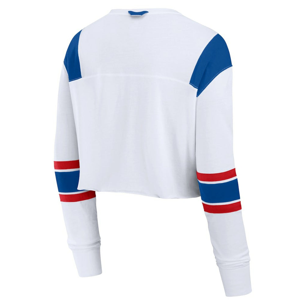Buffalo Bills Women's Stretch Cropped Fashion Long Sleeve T-Shirt - White T-shirts