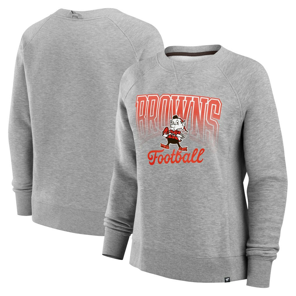 Cleveland Browns Women's Hit Hard Fleece Pullover Sweatshirt - Heather Gray Pullover