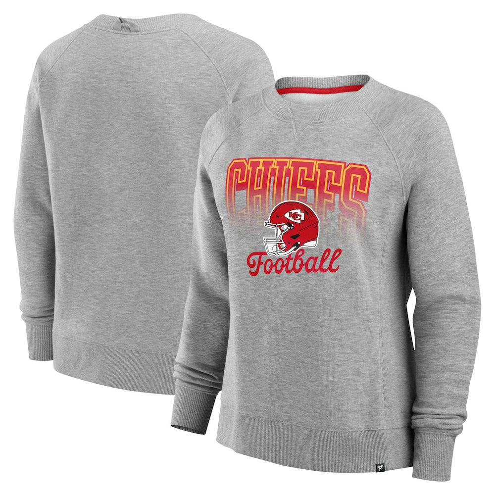 Kansas City Chiefs Women's Hit Hard Fleece Pullover Sweatshirt - Heather Gray Pullover