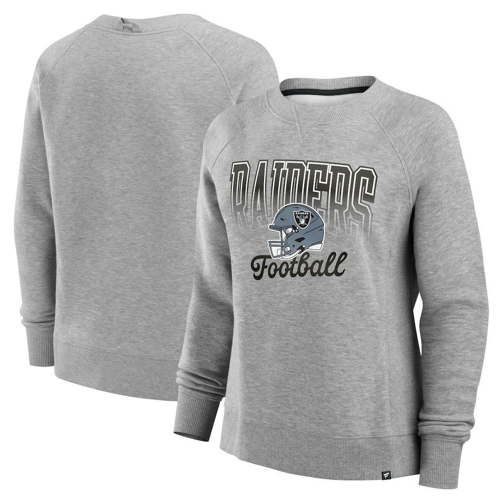 Las Vegas Raiders Women's Hit Hard Fleece Pullover Sweatshirt - Heather Gray Pullover
