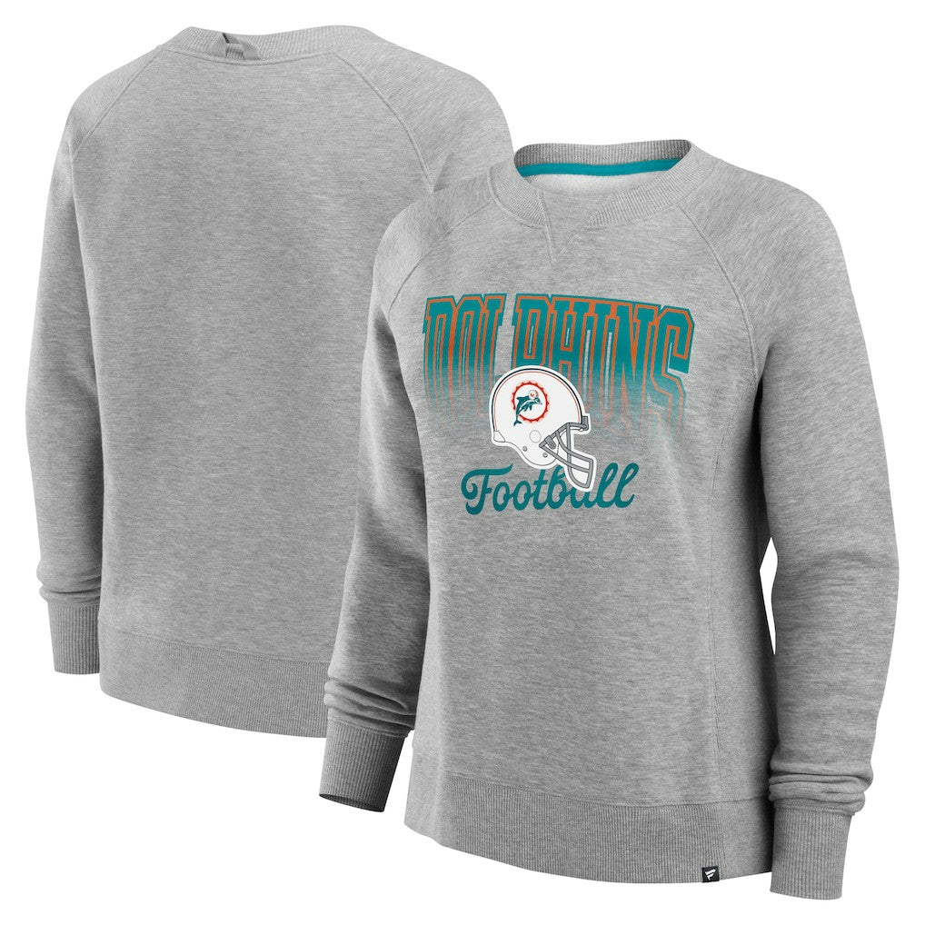 Miami Dolphins Women's Hit Hard Fleece Pullover Sweatshirt - Heather Gray Pullover