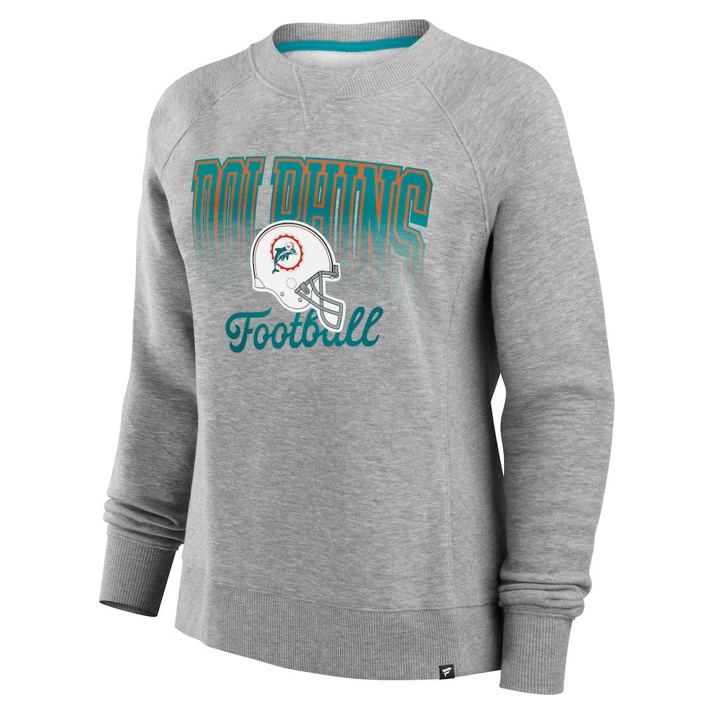 Miami Dolphins Women's Hit Hard Fleece Pullover Sweatshirt - Heather Gray Pullover