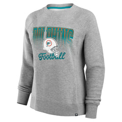 Miami Dolphins Women's Hit Hard Fleece Pullover Sweatshirt - Heather Gray Pullover