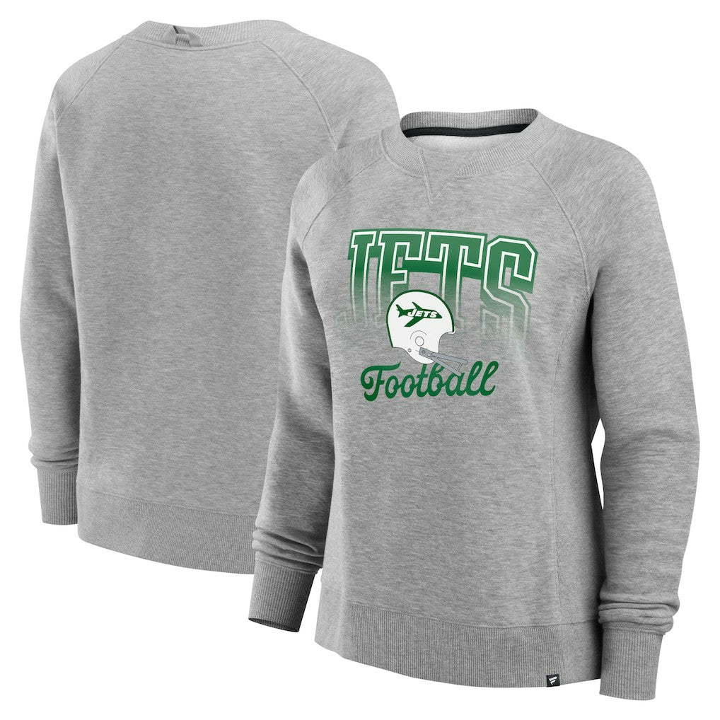 New York Jets Women's Hit Hard Fleece Pullover Sweatshirt - Heather Gray Pullover