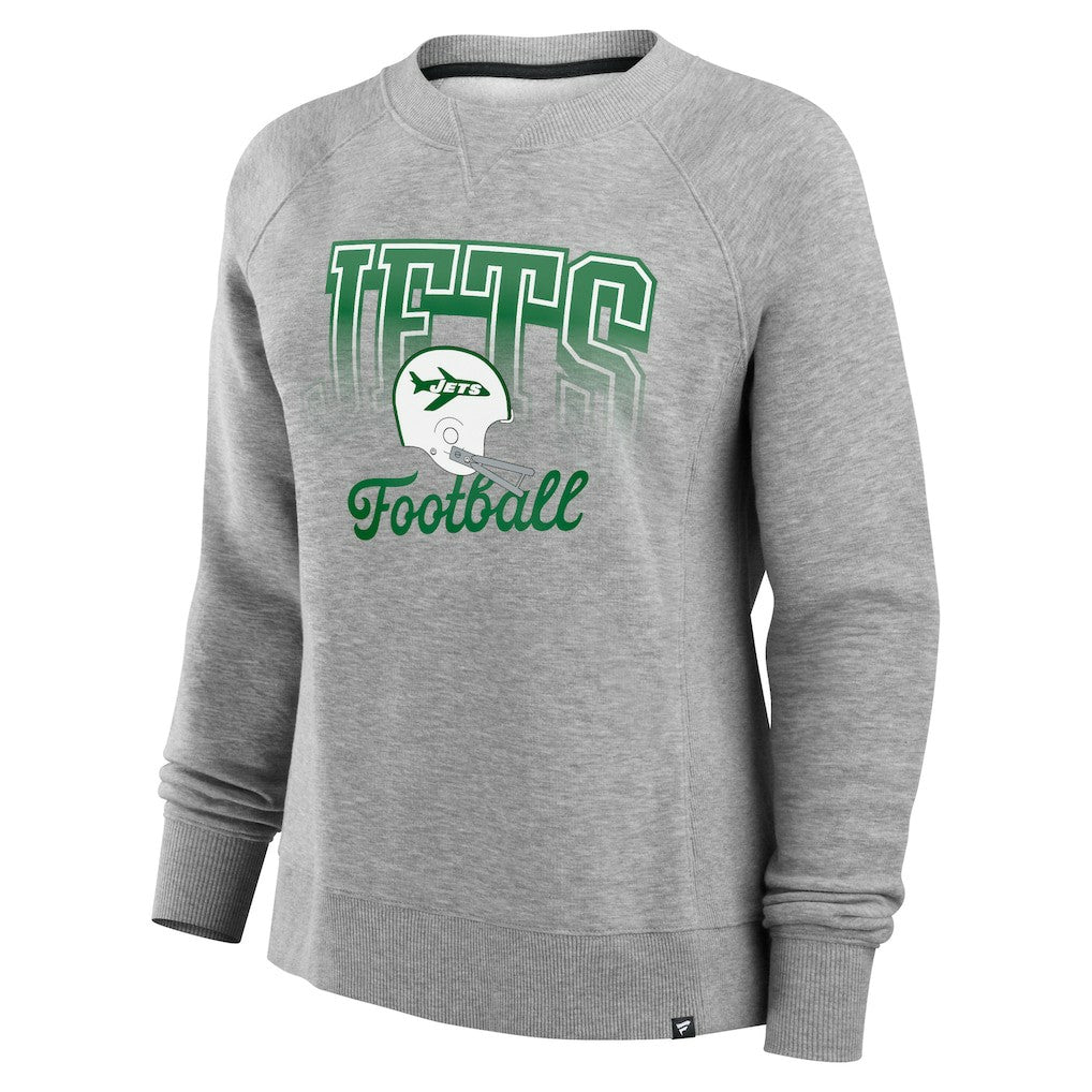 New York Jets Women's Hit Hard Fleece Pullover Sweatshirt - Heather Gray Pullover