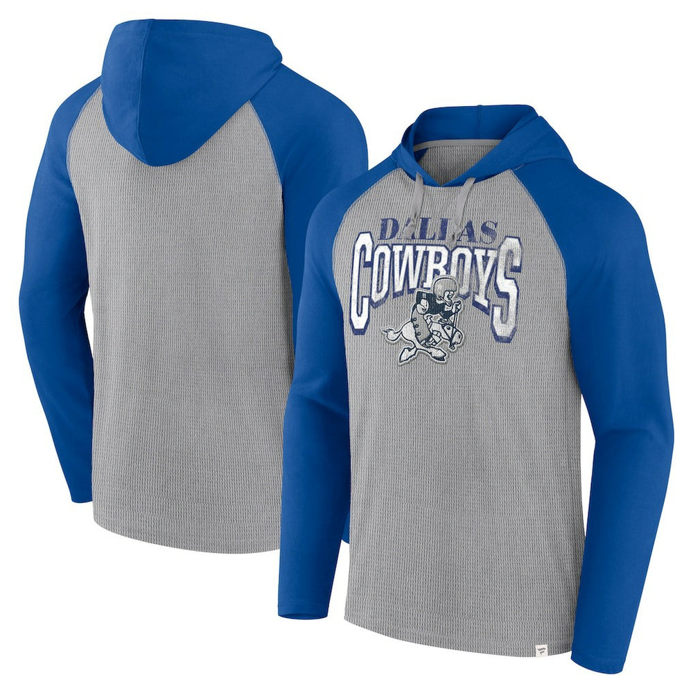 Dallas Cowboys Under Center Long Sleeve Hoodie T-Shirt - Silver/Navy Hoodies