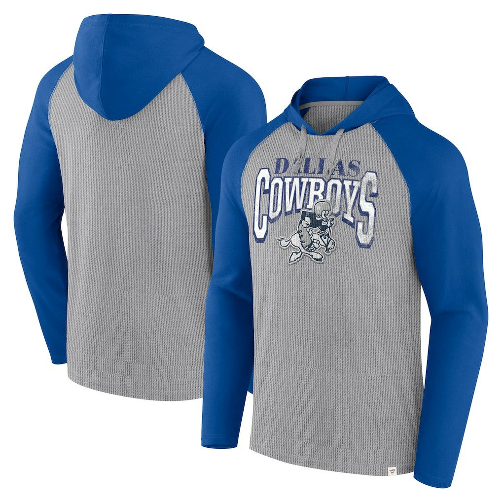 Dallas Cowboys Under Center Long Sleeve Hoodie T-Shirt - Silver/Navy Hoodies