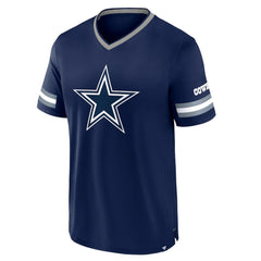 Dallas Cowboys Stripe Stacking V-Neck T-Shirt - Navy T-shirts