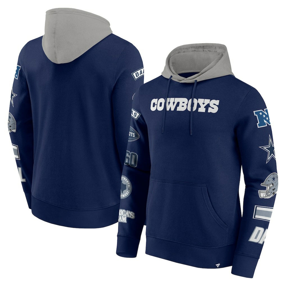 Dallas Cowboys Patched Out Pullover Hoodie - Navy/Silver Hoodies