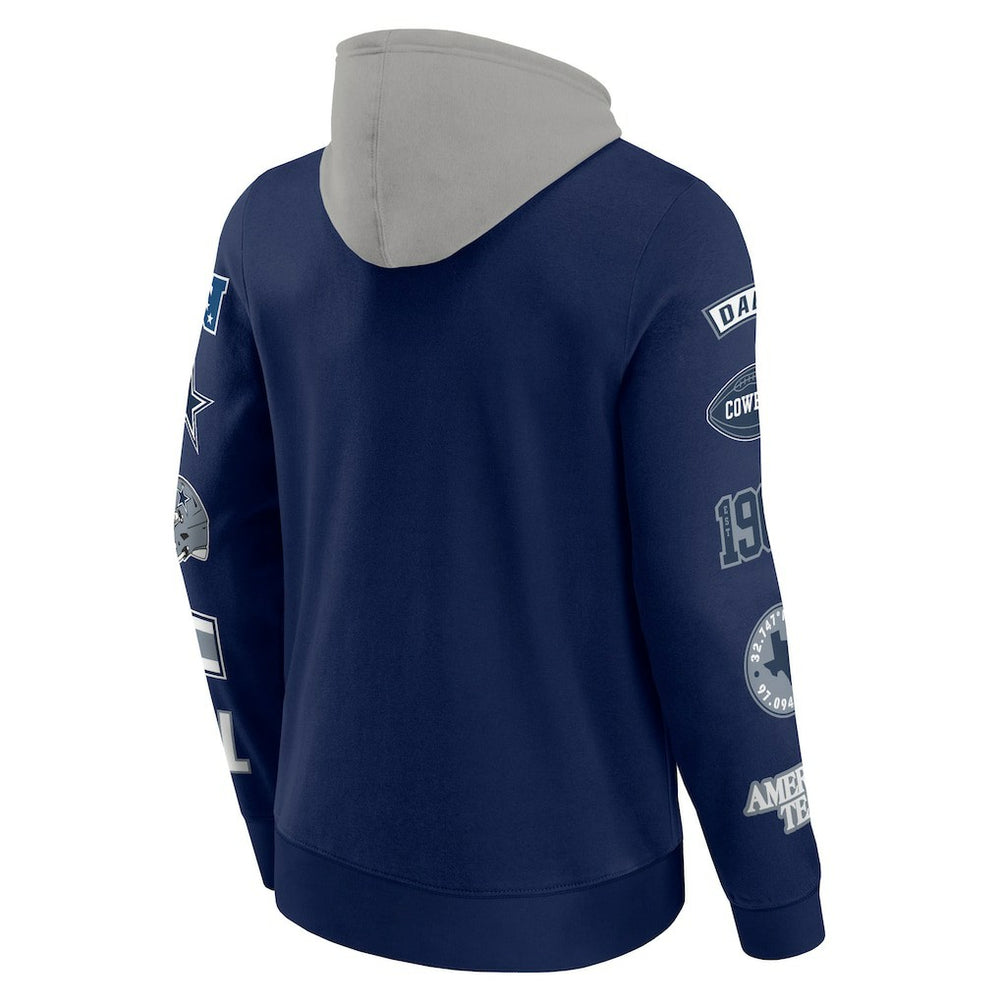 Dallas Cowboys Patched Out Pullover Hoodie - Navy/Silver Hoodies