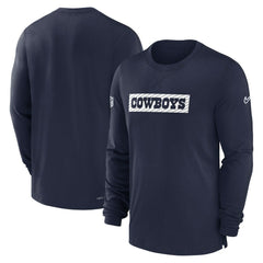 Dallas Cowboys 2024/25 Sideline Player Tri-Blend Performance Long Sleeve T-Shirt - Navy T-shirts