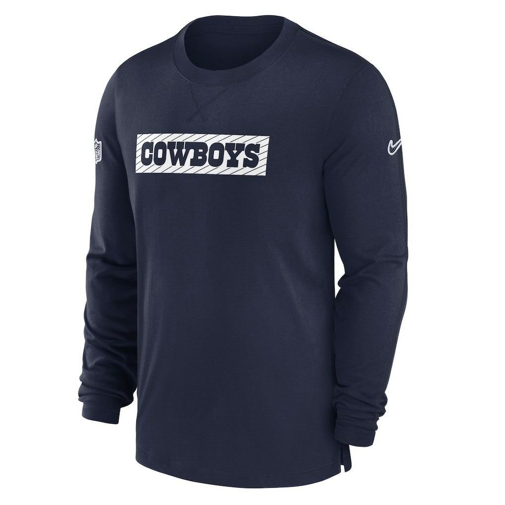 Dallas Cowboys 2024/25 Sideline Player Tri-Blend Performance Long Sleeve T-Shirt - Navy T-shirts