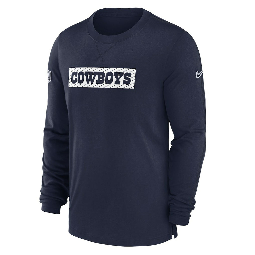 Dallas Cowboys 2024/25 Sideline Player Tri-Blend Performance Long Sleeve T-Shirt - Navy T-shirts
