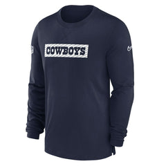 Dallas Cowboys 2024/25 Sideline Player Tri-Blend Performance Long Sleeve T-Shirt - Navy T-shirts