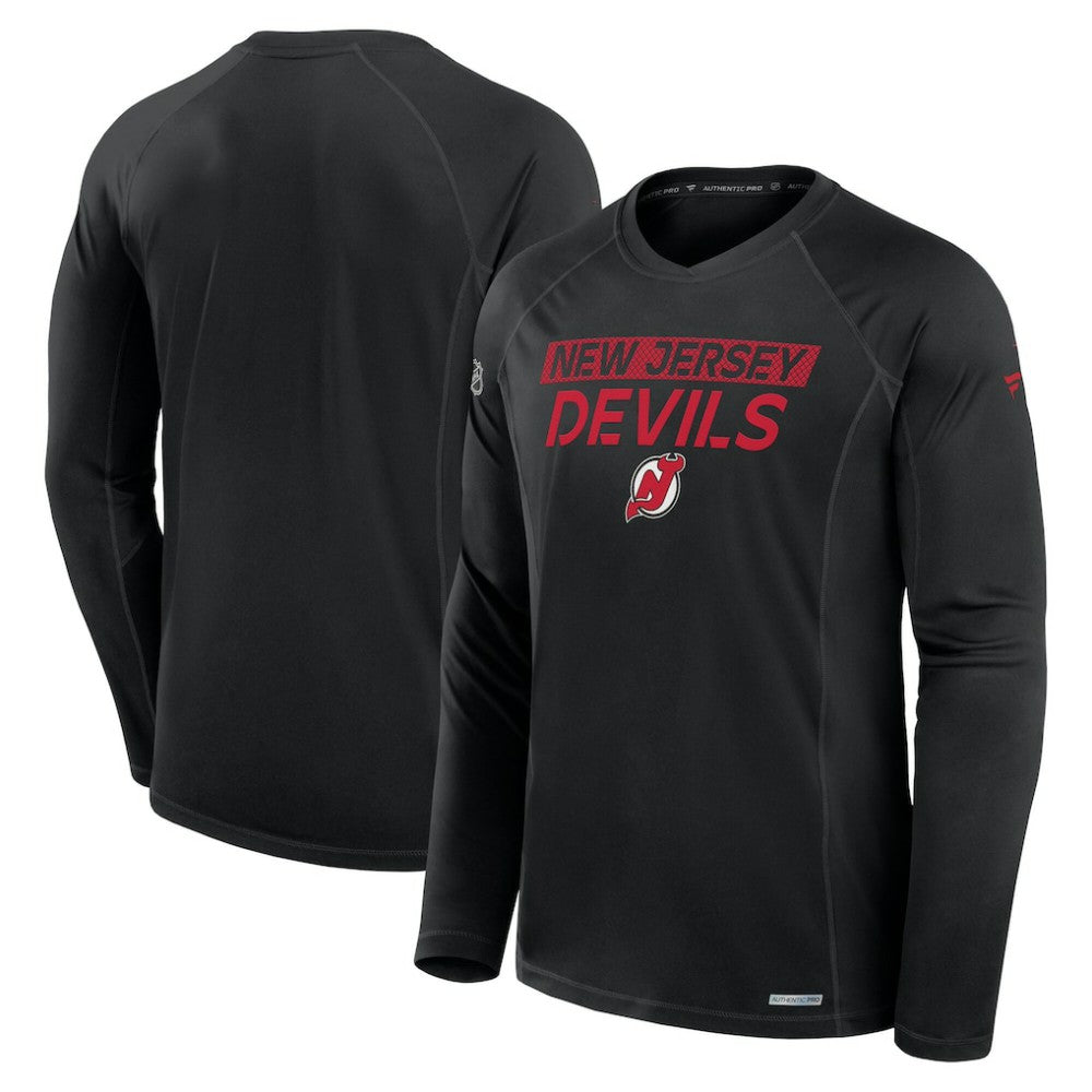 New Jersey Devils Fanatics Authentic Pro Rink Tech Long Sleeve T-Shirt - Black | US 200869635