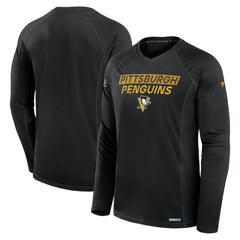Pittsburgh Penguins Fanatics Authentic Pro Rink Tech Long Sleeve T-Shirt - Black | US 200869652