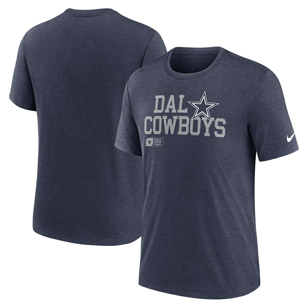 Dallas Cowboys Lockup Tri-Blend T-Shirt - Heather Navy T-shirts