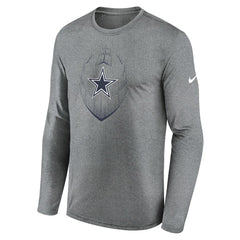 Dallas Cowboys Icon Legend Performance Long Sleeve T-Shirt - Heather Gray T-shirts