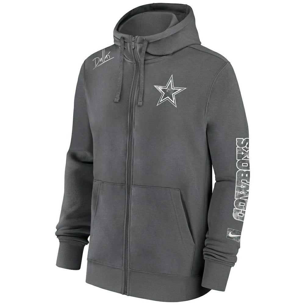 Dallas Cowboys Primetime Club Full-Zip Hoodie - Charcoal Hoodies