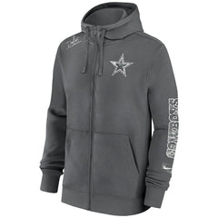Dallas Cowboys Primetime Club Full-Zip Hoodie - Charcoal Hoodies