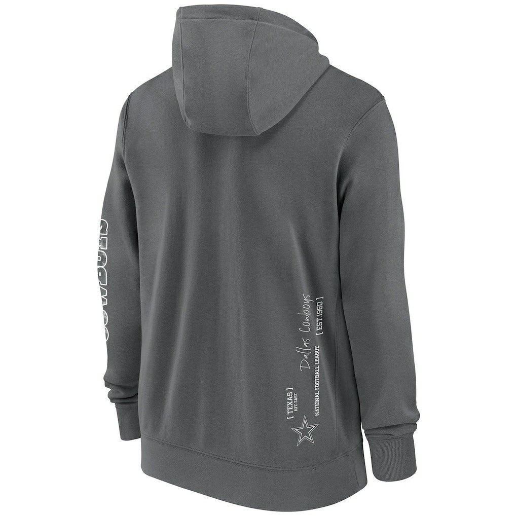 Dallas Cowboys Primetime Club Full-Zip Hoodie - Charcoal Hoodies