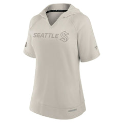 Seattle Kraken Fanatics Women's Authentic Pro Road Short Sleeve V-Neck Pullover Hoodie - Cream | US 200871417