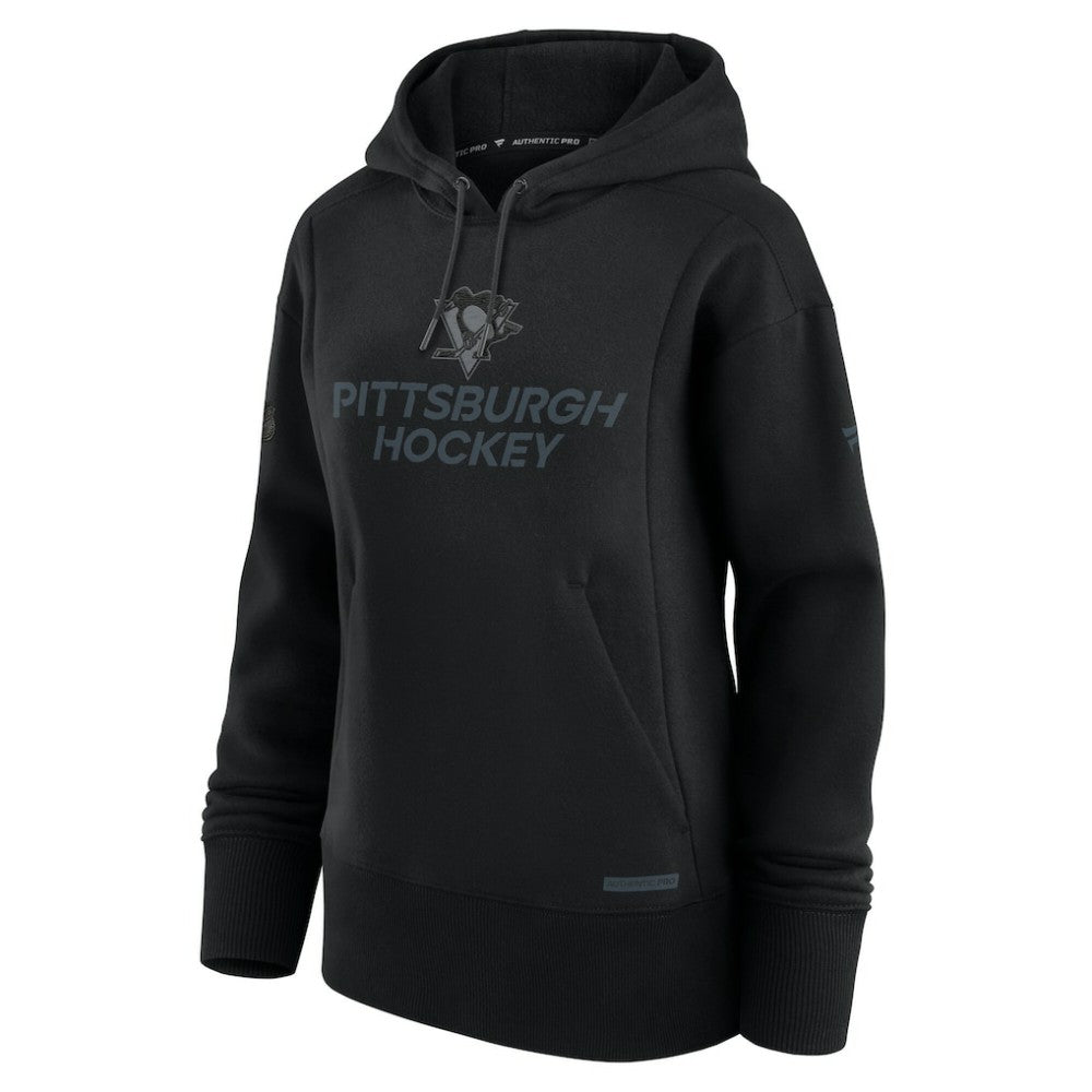 Pittsburgh Penguins Fanatics Women's Authentic Pro Road Pullover Hoodie - Black | US 200871433