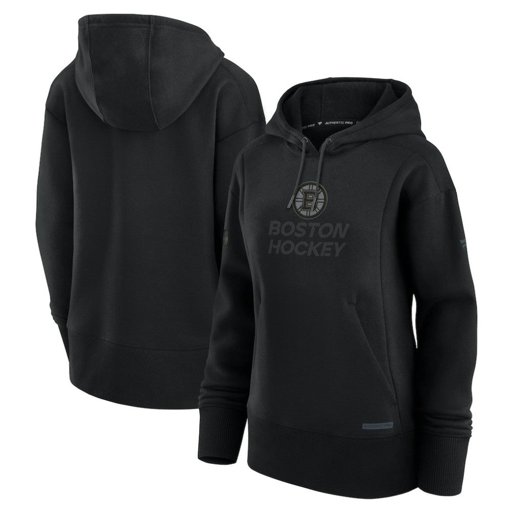 Boston Bruins Fanatics Women's Authentic Pro Road Pullover Hoodie - Black | US 200871488