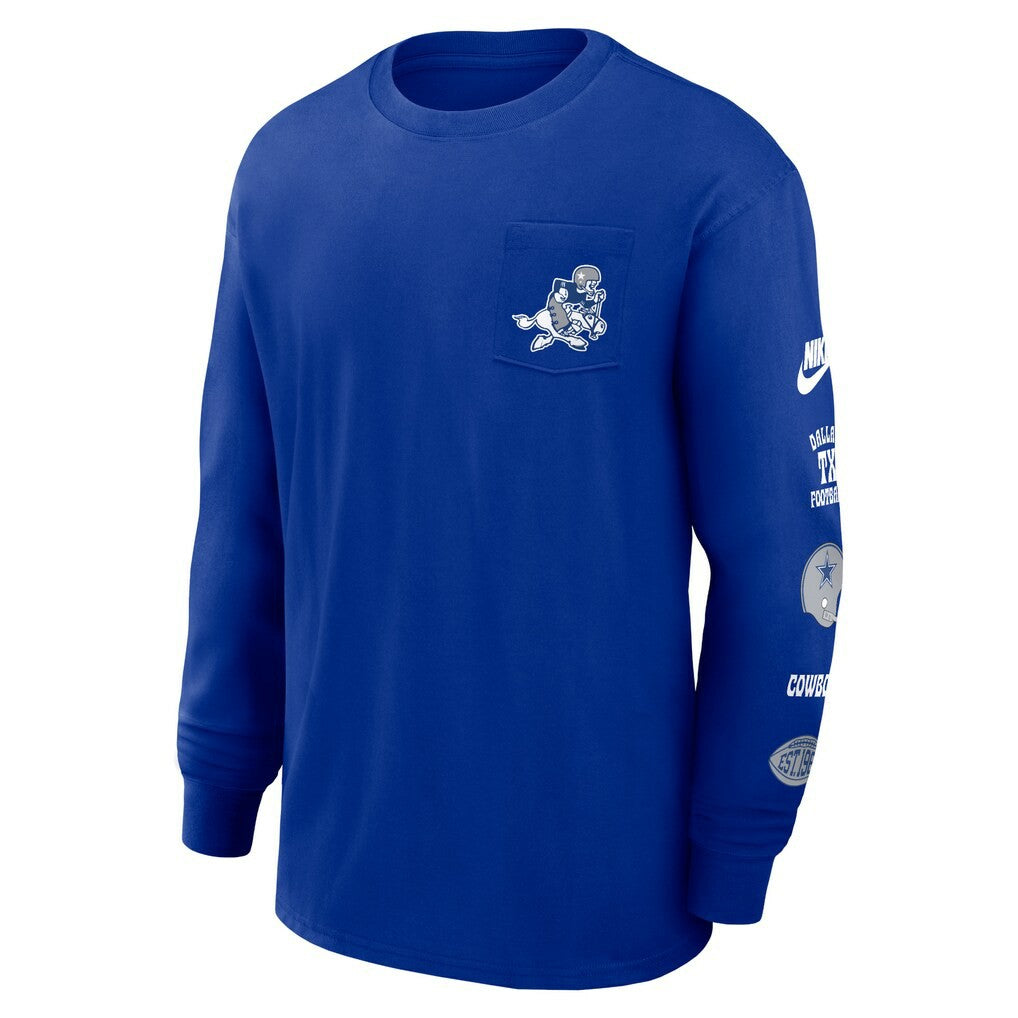 Dallas Cowboys Rewind Heavy Max90 Pocket Long Sleeve T-Shirt - Royal T-shirts