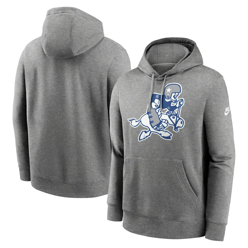 Dallas Cowboys Rewind Retro Joe Club Pullover Hoodie - Heather Charcoal Hoodies
