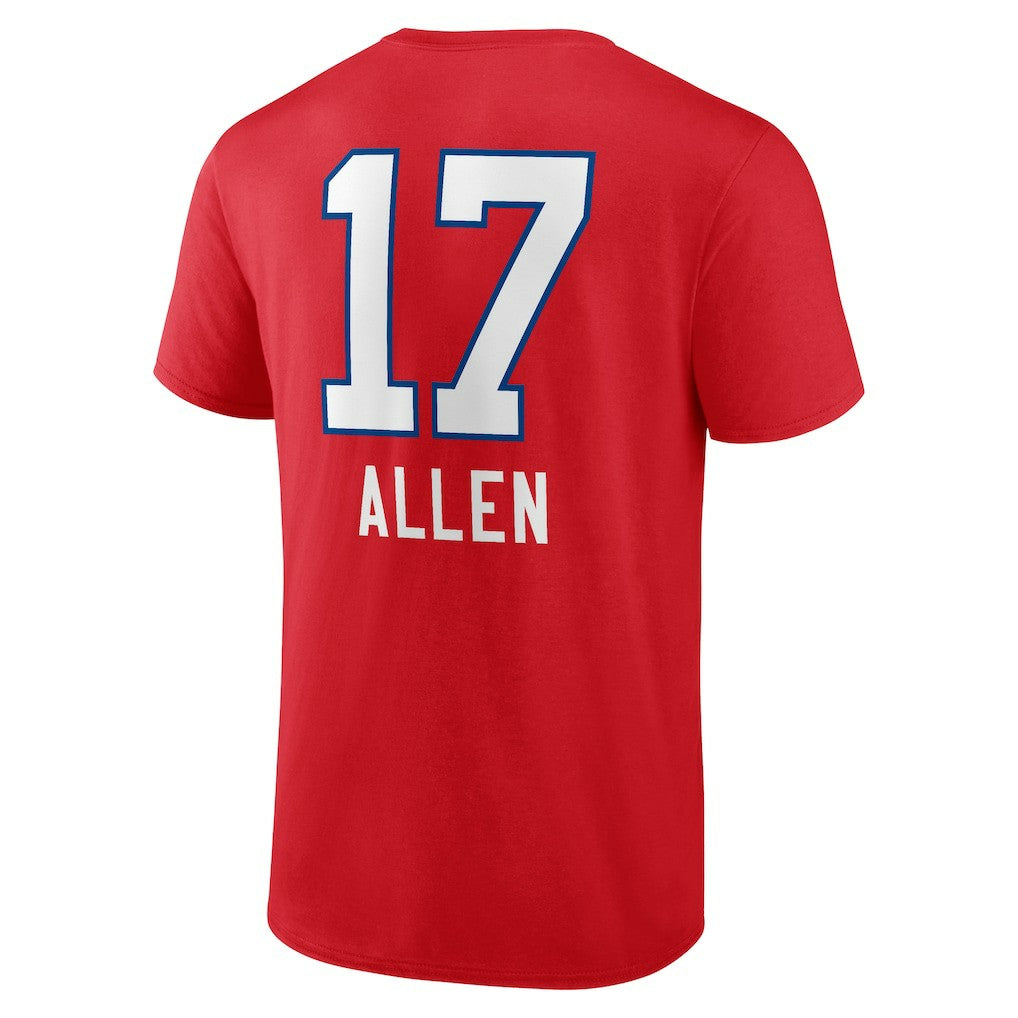 Josh Allen Buffalo Bills Team Wordmark Player Name & Number T-Shirt - Red T-shirts
