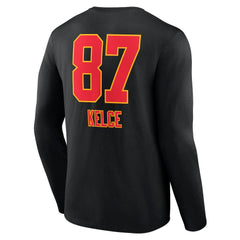 Travis Kelce Kansas City Chiefs Team Wordmark Player Name & Number Long Sleeve T-Shirt - Black T-shirts