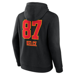 Travis Kelce Kansas City Chiefs Team Wordmark Player Name & Number Pullover Hoodie - Black Hoodies