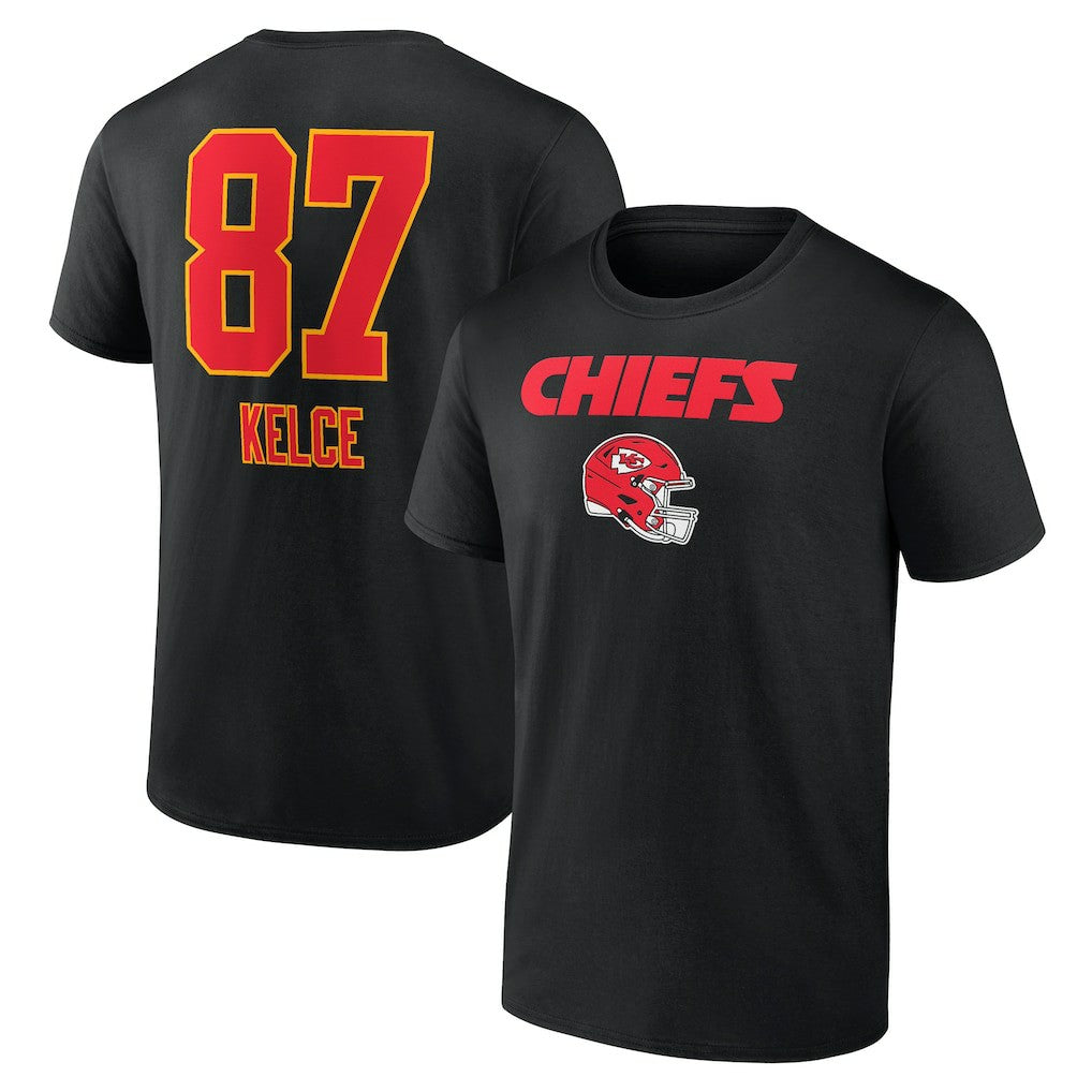 Travis Kelce Kansas City Chiefs Team Wordmark Player Name & Number T-Shirt - Black T-shirts