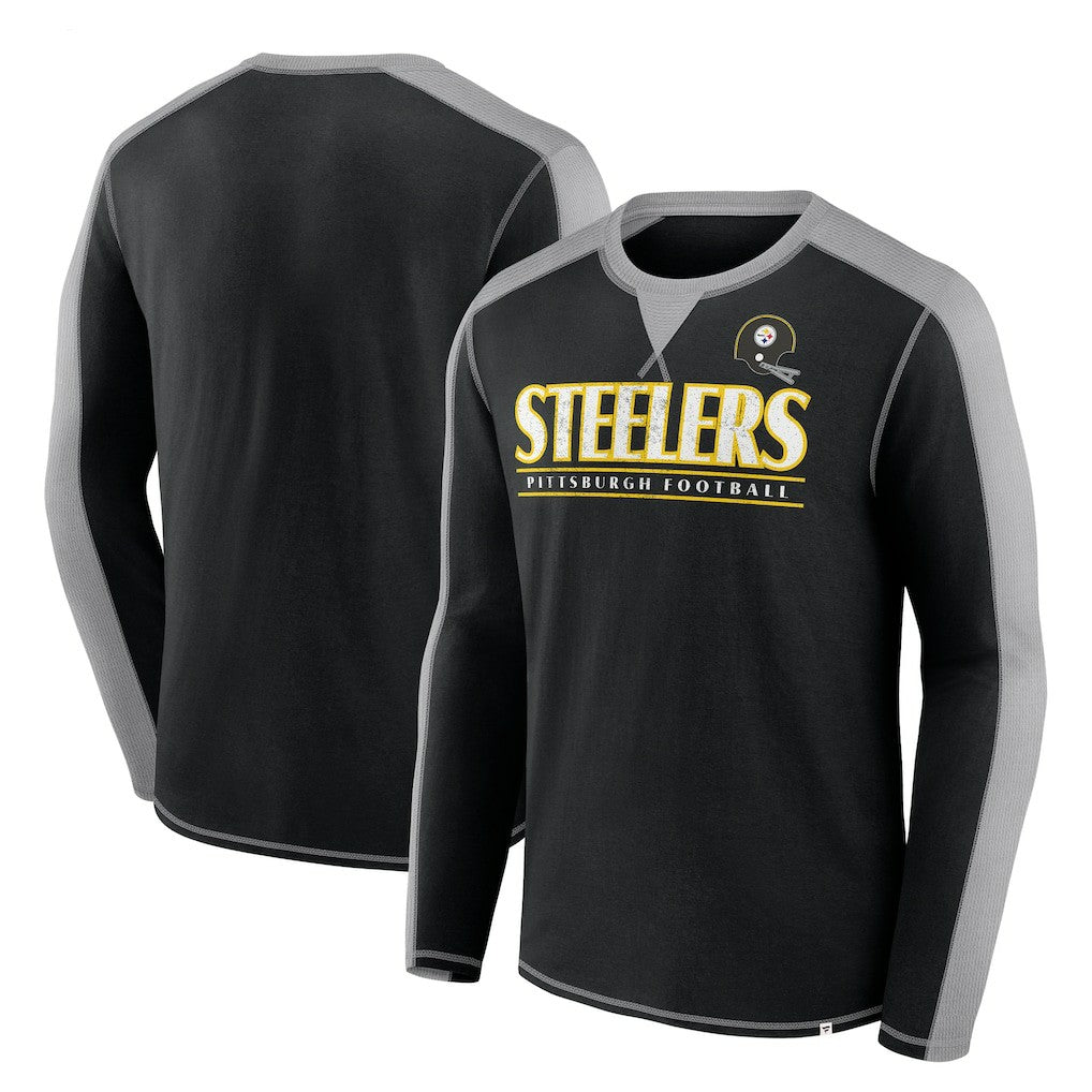 Pittsburgh Steelers Behind the Line Long Sleeve T-Shirt - Black/Gray T-shirts