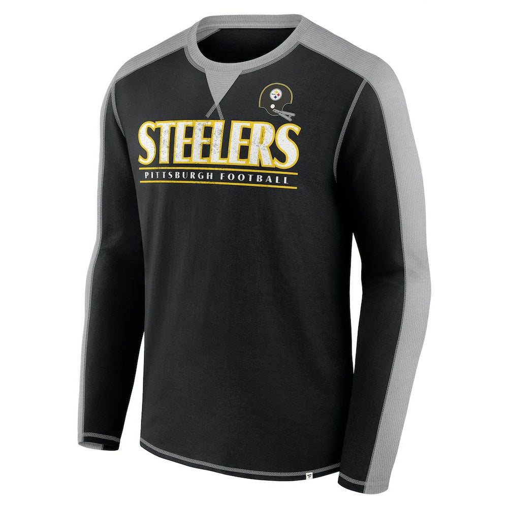Pittsburgh Steelers Behind the Line Long Sleeve T-Shirt - Black/Gray T-shirts