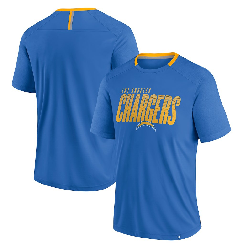 Los Angeles Chargers Defender Fade Slant T-Shirt - Powder Blue T-shirts