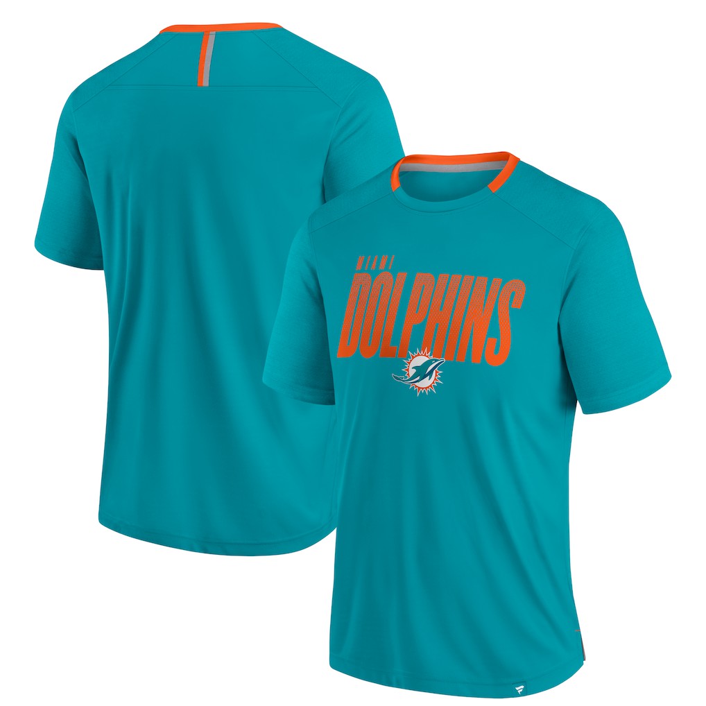 Miami Dolphins Defender Fade Slant T-Shirt - Aqua T-shirts