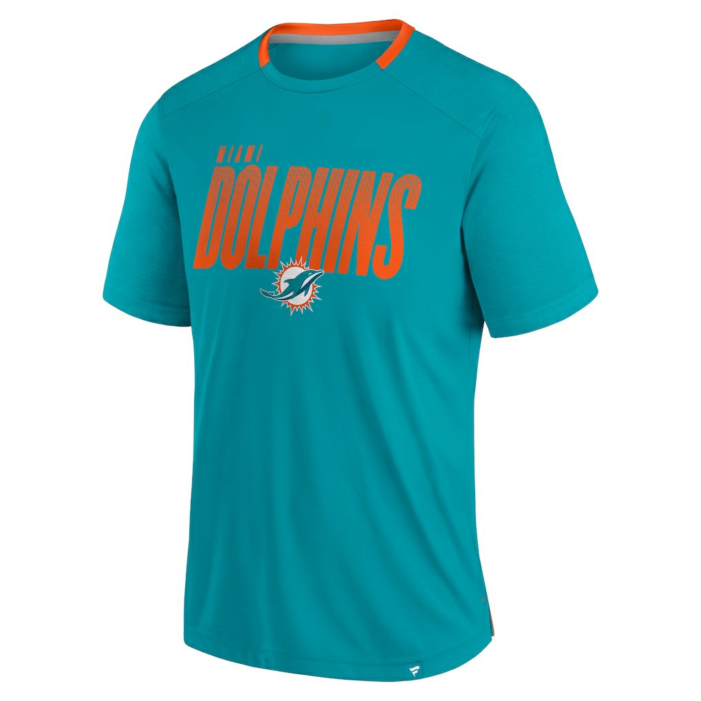 Miami Dolphins Defender Fade Slant T-Shirt - Aqua T-shirts